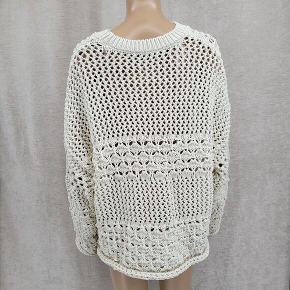 Zara The Bucket List Cream Loose Knot Boxy Sweater Women's Size Medium - Picture 5 of 9